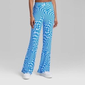 Blue Checkered Flare Pants